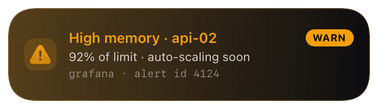alert (warning) Live Activity preview