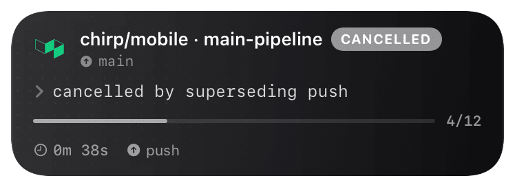 buildkite (cancelled) Live Activity preview