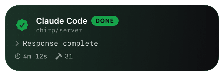 claude-code (done) Live Activity preview