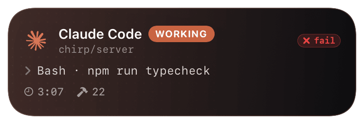 claude-code (tool-failed) Live Activity preview