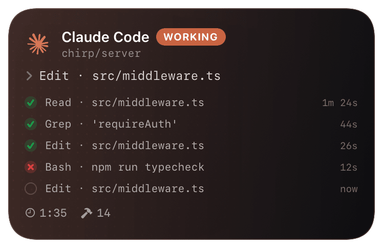 claude-code (verbose-with-timeline) Live Activity preview