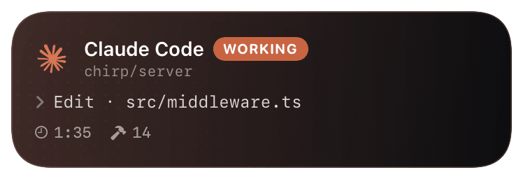 claude-code (working) Live Activity preview