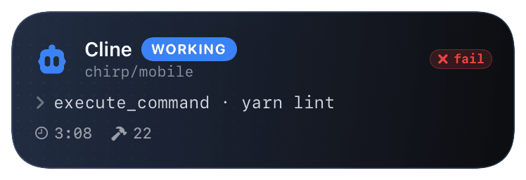 cline (tool-failed) Live Activity preview