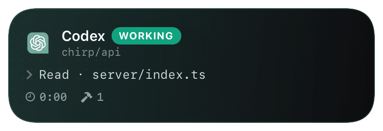 codex (primary) Live Activity preview