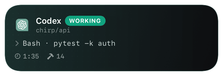 codex (working) Live Activity preview