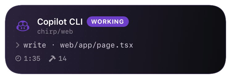 copilot (working) Live Activity preview