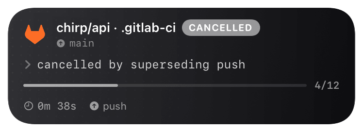 gitlab-ci (cancelled) Live Activity preview