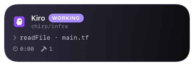 kiro (primary) Live Activity preview