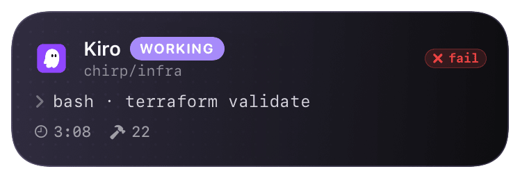 kiro (tool-failed) Live Activity preview