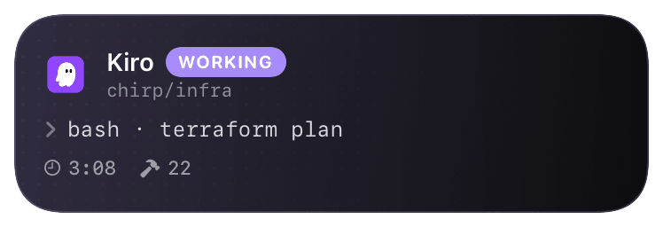 kiro (tool-just-succeeded) Live Activity preview