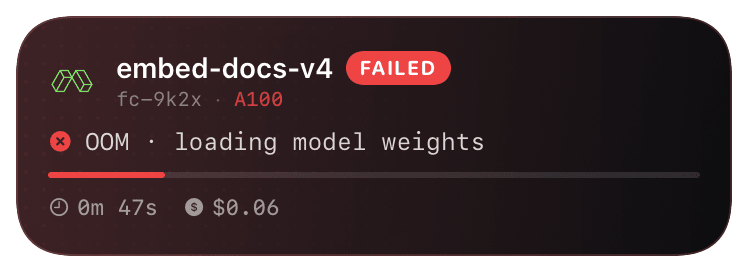 modal (failed) Live Activity preview