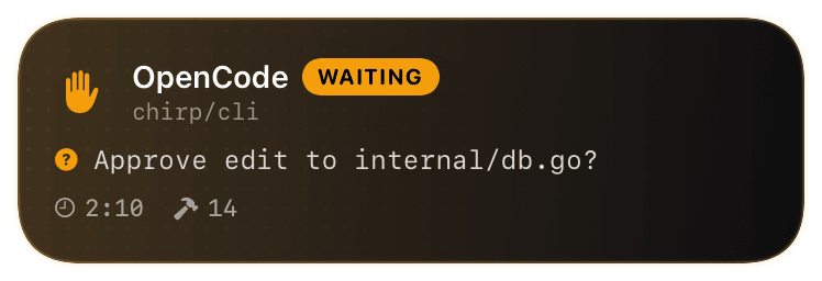 opencode (waiting-on-permission) Live Activity preview