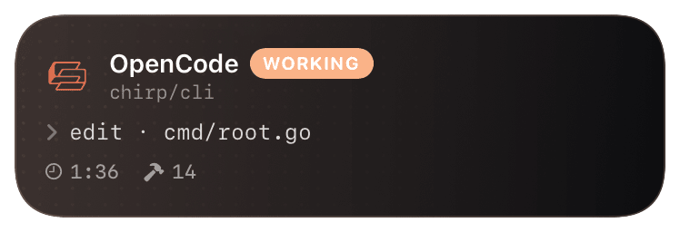 opencode (working) Live Activity preview