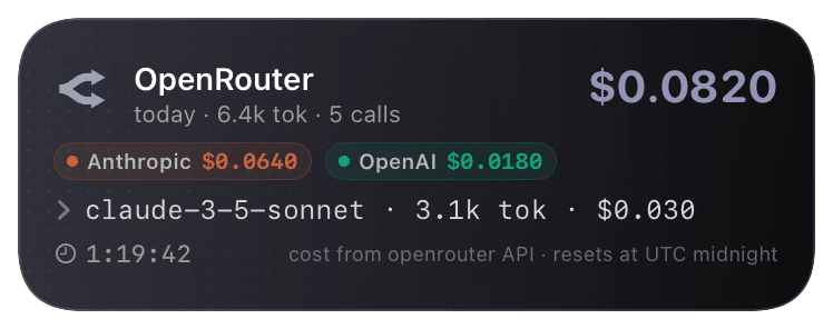 openrouter-spend (live-2-providers-chip-layout) Live Activity preview