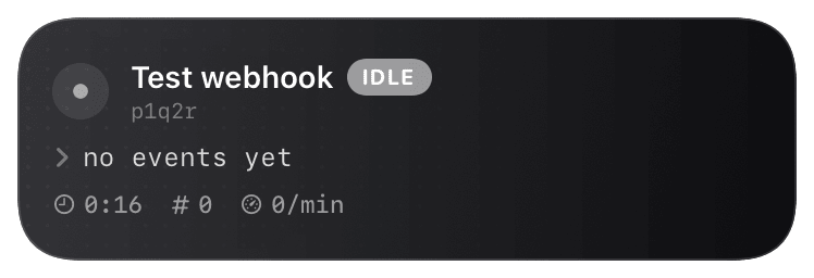 webhook-inspector (idle-awaiting-first-event) Live Activity preview